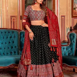 A TO Z CART Printed Ready to Wear Lehenga & Unstitched Blouse With Dupatta image 4