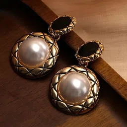 Celestique Pearls Beaded Circular Shaped Korean Drop Earrings-36