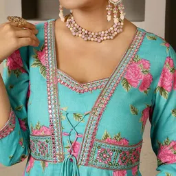 GULMOHAR JAIPUR Women Printed Regular Kurta with Palazzos & With Dupatta image 2
