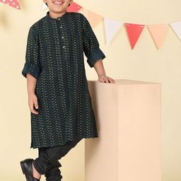 Fabindia Boys Ethnic Motifs Printed Festive Cotton Straight Kurtas-43