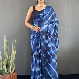 V3 FASHION STUDIO Leheriya Pure Georgette Ready to Wear Saree-image-81