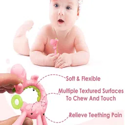 Kritiu Set Of 2 Giraffe Shape & Rattle Handle Teethers - Pink image 3