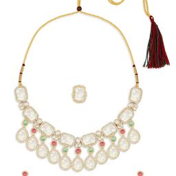 Zaveri Pearls Gold-Plated  Stone Studded Jewellery Set-image-28
