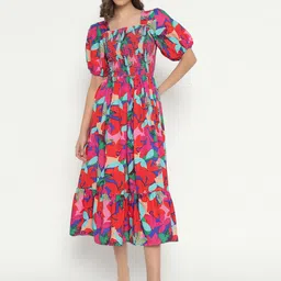 Femvy Women Floral Printed Fit & Flare Dress-picture-37