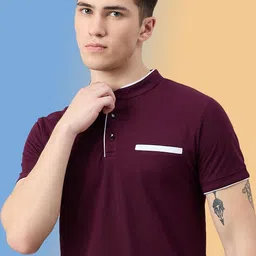 Zigo Men Solid Mandarin Collar Slim Fit T-shirt-picture-14