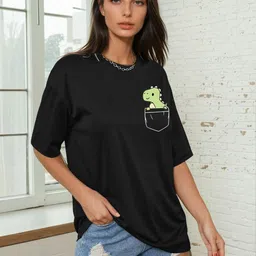 AAHWAN Women Printed Pockets T-shirt-42