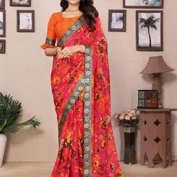 Lookmark Floral Printed Pure Georgette Saree-picture-53