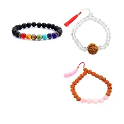 Divine souvenirs Unisex Set Of 3 Artificial Beaded Elasticated Bracelets-image-37
