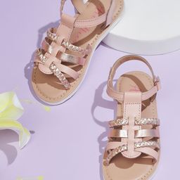 Aria Nica Girls Leather Open Toe Flats-24