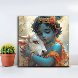 OLIVE TREE Blue & Orange 1 Piece Canvas Religious Wall Paintings-image-78