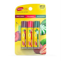 CARMEX Set Of 3 Daily Care Fresh Cherry, Strawberry & Wintergreen Lip Balm - 4.25 g Each-image-89