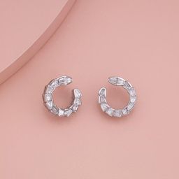 Kushal's Fashion Jewellery Rhodium-Plated Geometric Zircon Studded Studs-38
