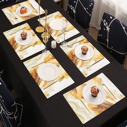 Kuber Industries Cream-Color 6 Pieces Printed Rectangle Shape Table Placemats-24
