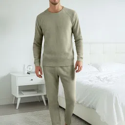 Trendyol Men Solid Long Sleeves Night Suit-picture-17