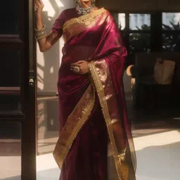 HERE&NOW Woven Design Zari Pure Georgette Saree-21