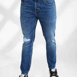 SPYKAR Men Slim Fit Mildly Distressed Light Fade Stretchable Mid Rise Jeans-image-65