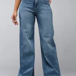 DOLCE CRUDO Women Wide Leg High-Rise Stretchable Jeans-picture-49