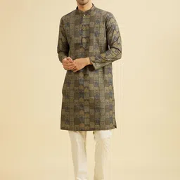Manyavar Ethnic Motifs Printed Mandarin Collar Straight Kurta-image-64