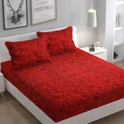 Aura Floral Printed 144 TC King Bedsheet with 2 Pillow Covers-image-40