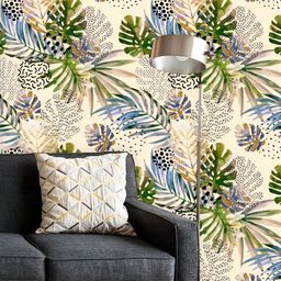 ArtzFolio Printed UV-Resistant Anti-Bacterial Watercolor Tropical Leaves Peel & Stick Wallpaper-image-91