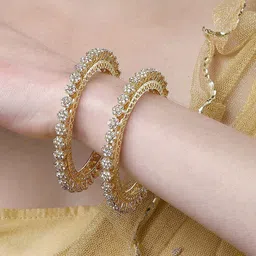BeautyTrends Set Of 4 Gold-Plated AD Studded Bangles image 5