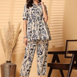 Pistaa Printed Pure Cotton Top With Trousers Co-Ords-16