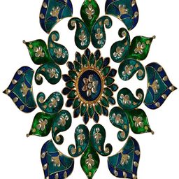 Kala Samarpan Blue & Green Meenakari Rangoli Centerpiece-12