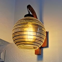 KINIS Brown & Blue Printed Wooden Quirky Abstract Shaped Shaped Wall Lamp-31