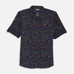 Allen Solly Junior Boys Spread Collar Abstract Printed Cotton Casual Shirt-65