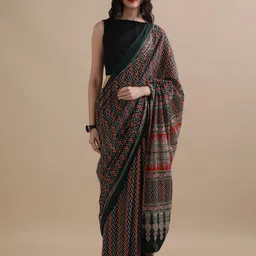 Jaipur Kurti Geometric Printed Pure Cotton Saree-17
