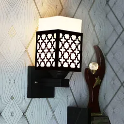 Gojeeva Black Wood Square Shaped Wall Lamp-picture-0