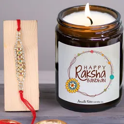 Aromatic Fables Mogra Fragrance Candle Tilak & Elegant Rakhi Gift Set-image-84