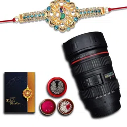 DeoDap Roli Chawal Coin Mug & Greeting Card Rakhi Gift Set-image-51
