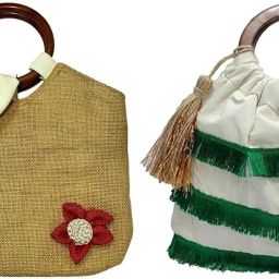 Women Brown, Gold, White, Green, White Potli-image-116