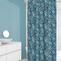 ArtzFolio Blue & White Floral Printed Waterproof Shower Curtain-image-82