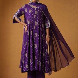 Khushal K Women Ethnic Motifs Printed Kurta with Trousers & Dupatta-image-57