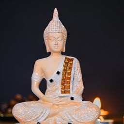 Aura White & Peach-Colored Buddha Idol Showpiece-picture-12