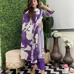 KALINI Floral Printed Kurta with Palazzos & Dupatta image 4