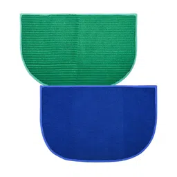 Kuber Industries 2-Pcs Green & Blue Woolen D-Shaped Anti-Skid Door Mats-32