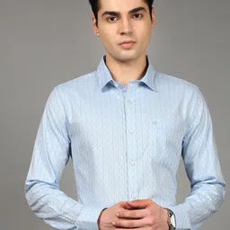 Chennis Geometric Printed Spread Collar Cotton Slim Fit Formal Shirt-picture-44