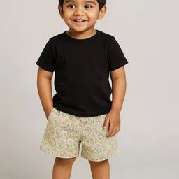 Pum Pum Boys Foral Printed Regular Fit Mid-Rise Cotton Shorts-image-47