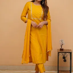 ATOXIC Women Embroidered Chanderi Silk Kurta & Pyjamas With Dupatta-picture-12