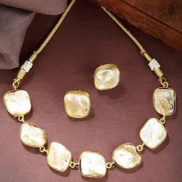 NVR Girls Gold-Plated Mother of Pearl-Studded Jewellery Set-image-80