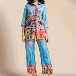 Anouk Printed Shirt Collar Neck Shirt With TrousersCo-Ords-image-95