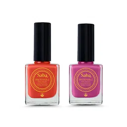 Saba Set Of 2 Breathable Nail Polish 12Ml - Hibiscus Red & Mulberry Pink-5