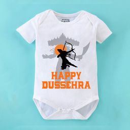 BLUSHES Infants Happy Dussehra Printed Pure Cotton Bodysuit-picture-31