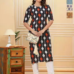 Anouk Rustic Women Pack of 4 Geometric Printed Festive Straight Kurtas-57