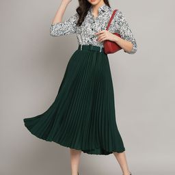 ZWERLON Striped A-Line Midi Dress-image-92