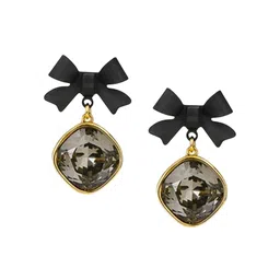 Celestique Black Bow Crystals Studded Contemporary Shaped Korean Studs-28
