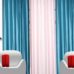 BELLA TRUE White & Blue 3 Pieces Door Curtains-image-52
